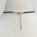 Suede Choker With Glass Pearl, Black 2