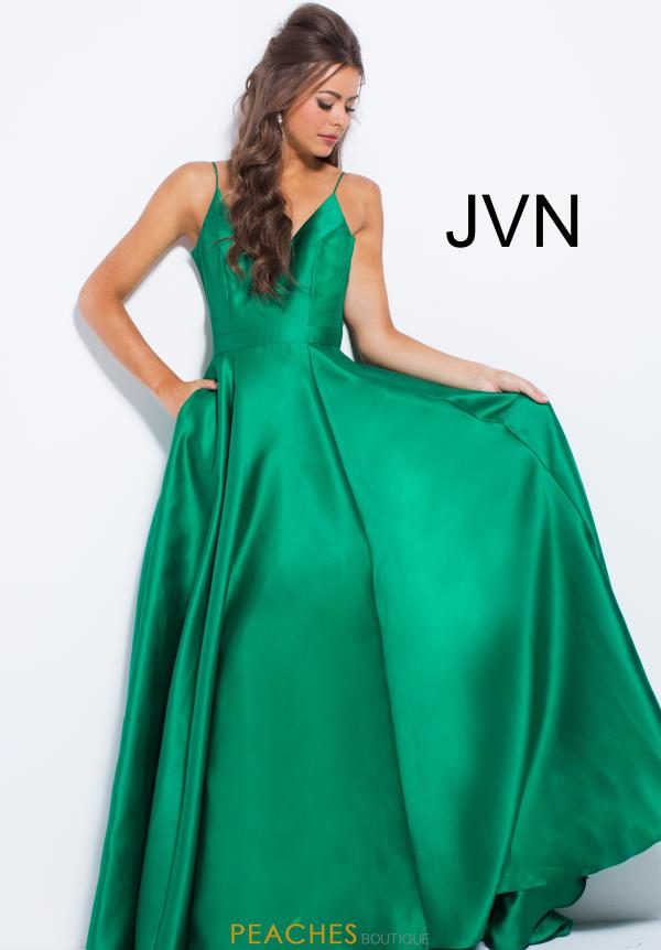 emerald green satin gown