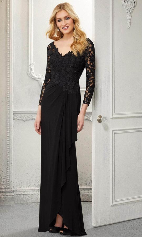 Mori Lee Bridesmaid Black Lace Dress