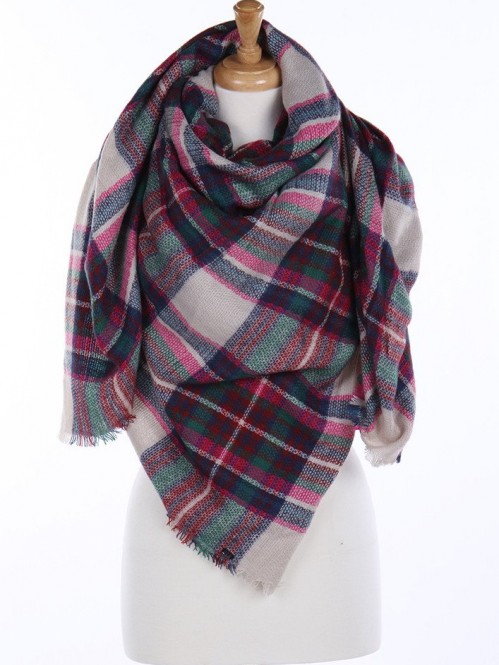 Wrapped In Plaid Scarf, Pink/Ivory Multi 1