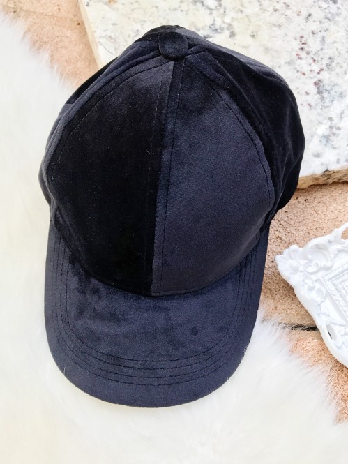 Velour Ball Cap in Black 1