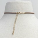 Suede Choker With Glass Pearl, Brown 2