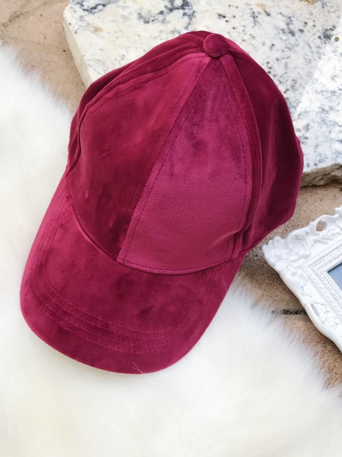 Velour Ball Cap in Burgundy 1