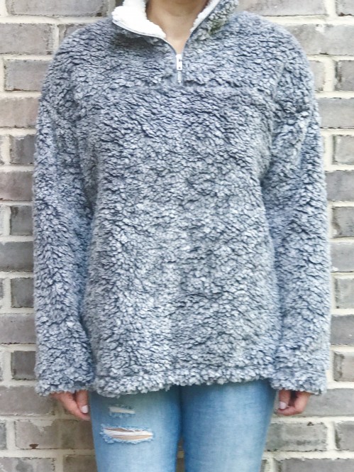 Cabin Lodge Fur Pullover in Light Gray 1