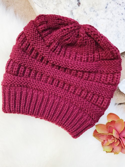 Let’s Chill Beanie, Burgundy 1