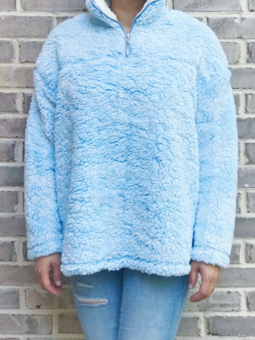 Cabin Lodge Fur Pullover in Sky Blue 1