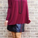 Long Sleeve Piko Top in Dark Maroon