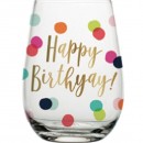 Happy Birthday Dots Stemless Wine Glass