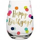 Happy Birthday Dots Stemless Wine Glass 2