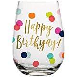 Happy Birthday Dots Stemless Wine Glass 2